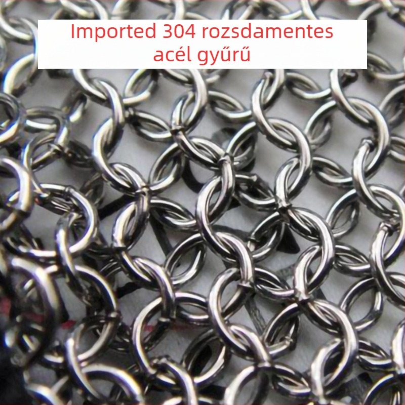 BX 5201 Vágásbiztos kesztyű 304L rozsdamentes acél gyűrűvel, 22 cm hosszú, húsfeldolgozásra