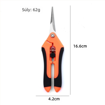 Gyümölcs-szedő és metszőolló, kerti eszköz egyenes csúccsal, gyümölcsök, zöldségek és virágok szedéséhez