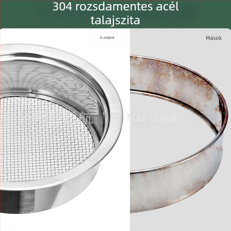 Rozsdamentes acél talajt szita, leválasztható komposzt szita, otthoni kerthez való talajszita