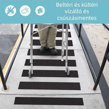 PVC ragasztó csúszásmentes szalag lépcsők és fürdőszobákhoz, téglalap alakú, 0,1 mm vastagság, -10–50°C, matt felület, kopásálló