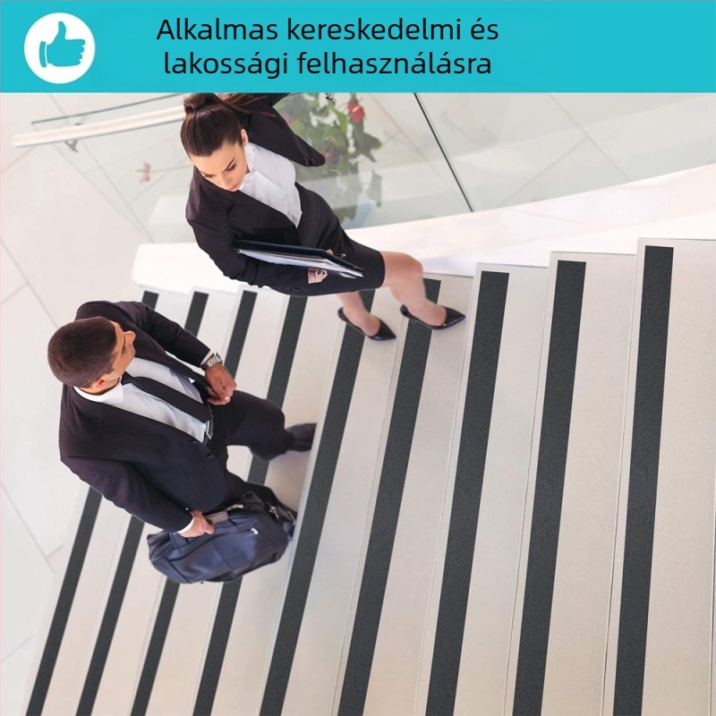 PVC ragasztó csúszásmentes szalag lépcsők és fürdőszobákhoz, téglalap alakú, 0,1 mm vastagság, -10–50°C, matt felület, kopásálló