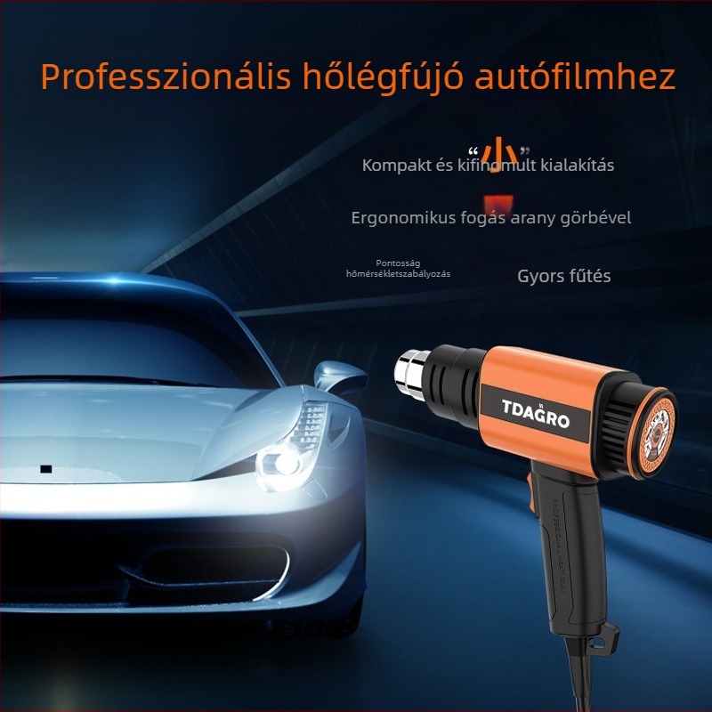 Digitális hőmérséklet-szabályozású forrólevegős pisztoly, 2000W, 220-240V, 50-650°C, Túlfűtés elleni védelem