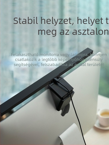 Klip LED asztali lámpa szemvédő funkcióval, érintésre kapcsolható, fényerő állítható, USB tápegység