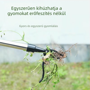 Rozsdamentes acélból készült álló kézi gyomirtó kapa – kettős használat