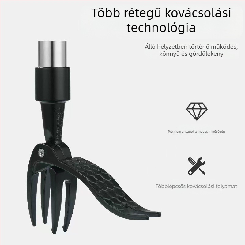 Rozsdamentes acélból készült álló kézi gyomirtó kapa – kettős használat