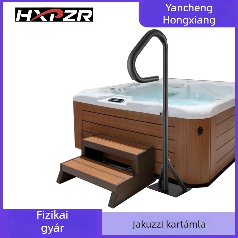 Rozsdaálló alumínium jakuzzi-korlát, lépcsős spa dizájnnal, beltéri és kültéri használatra, csúszó szerelési alapzattal.