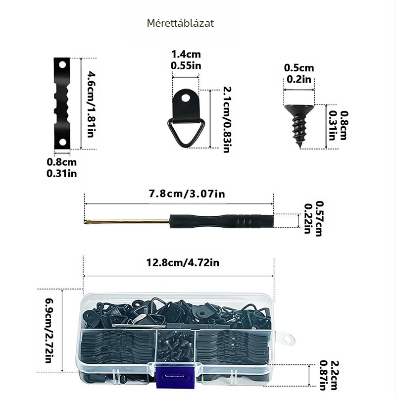Fém fotókerethez tartozó akasztókészlet, háromszög alakú fűrészfogú kampók, vasból, Huiyi márka, modern minimalist stílus, környezetbarát bevonat