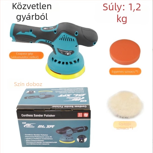 Vezeték nélküli autópolírozó és viaszoló készülék, kézi, lítium akkumulátorral (12V, fix sebesség, autópolírozás és viaszolás)