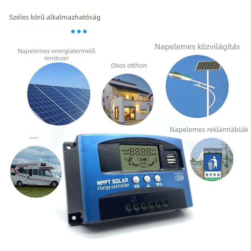 MPPT napelemes szabályozó 48V, 30–100 A napelemekhez és intelligens utcai világításhoz