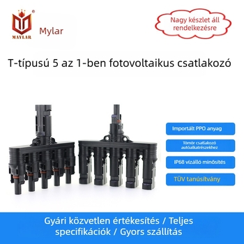 T-típusú / H-típusú napelem csatlakozó, 6-vezetékes, PPO műanyag, 25 év élettartam