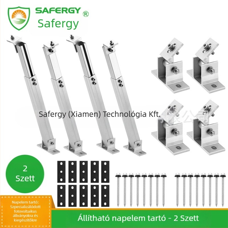Állítható napelem-tartó fémlemez tetőhöz előre és hátra lábbal; alumíniumötvözet; 15-30°-os dőlés; anodizált; 4 kg