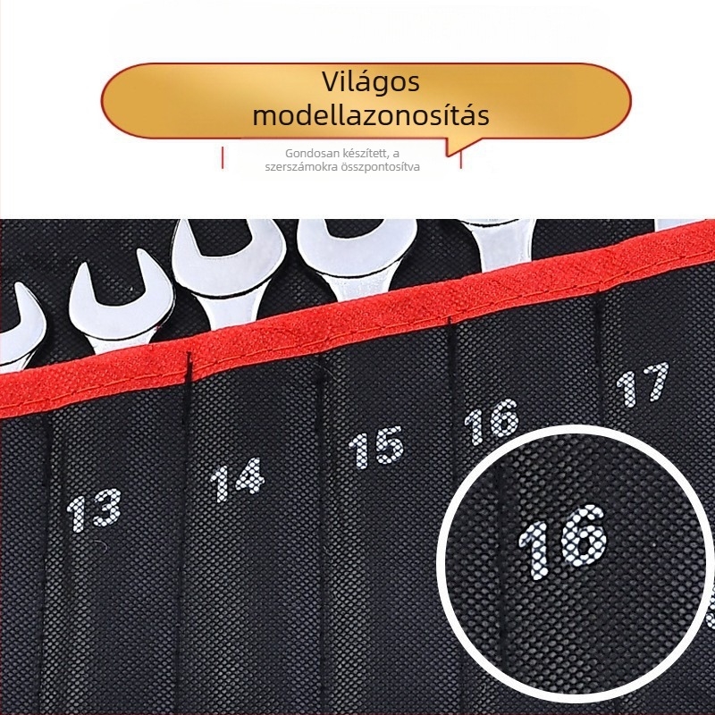 Meiqi racsnis kulcsok készlet, kettős végű nyitott fejű, 22 darabos, króm-vanádium acélból