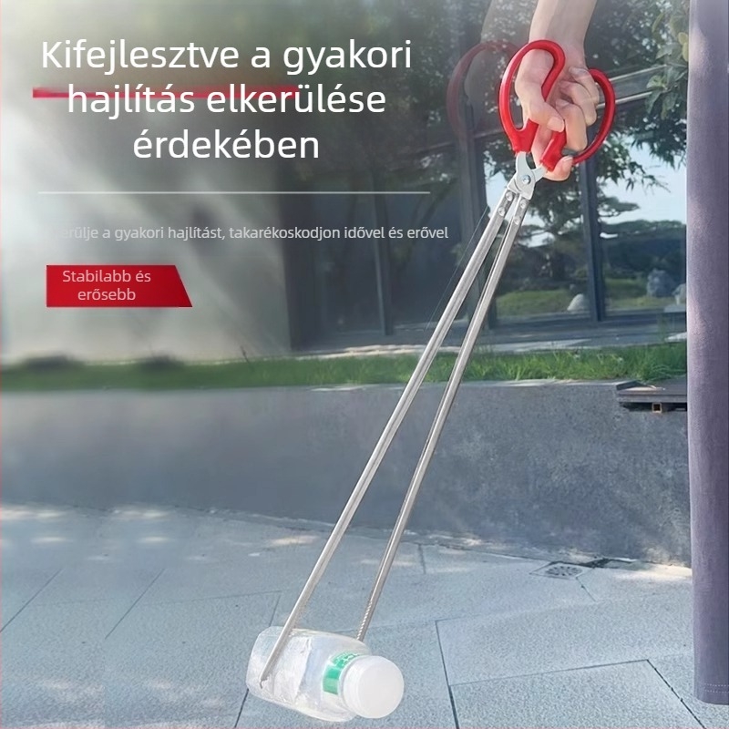 Hosszú rozsdamentes acél csipesz szemét és tűzifa felvételéhez – csúszásmentes, ideális vidéki otthonokban, tisztítási dolgozóknak és partszakaszok tisztítására