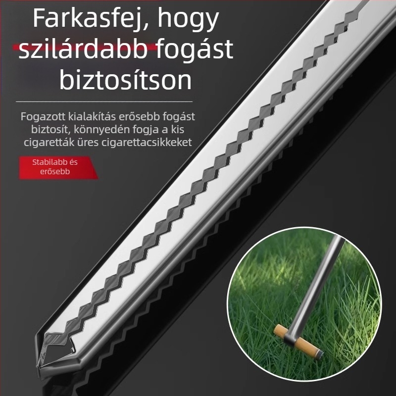 Hosszú rozsdamentes acél csipesz szemét és tűzifa felvételéhez – csúszásmentes, ideális vidéki otthonokban, tisztítási dolgozóknak és partszakaszok tisztítására