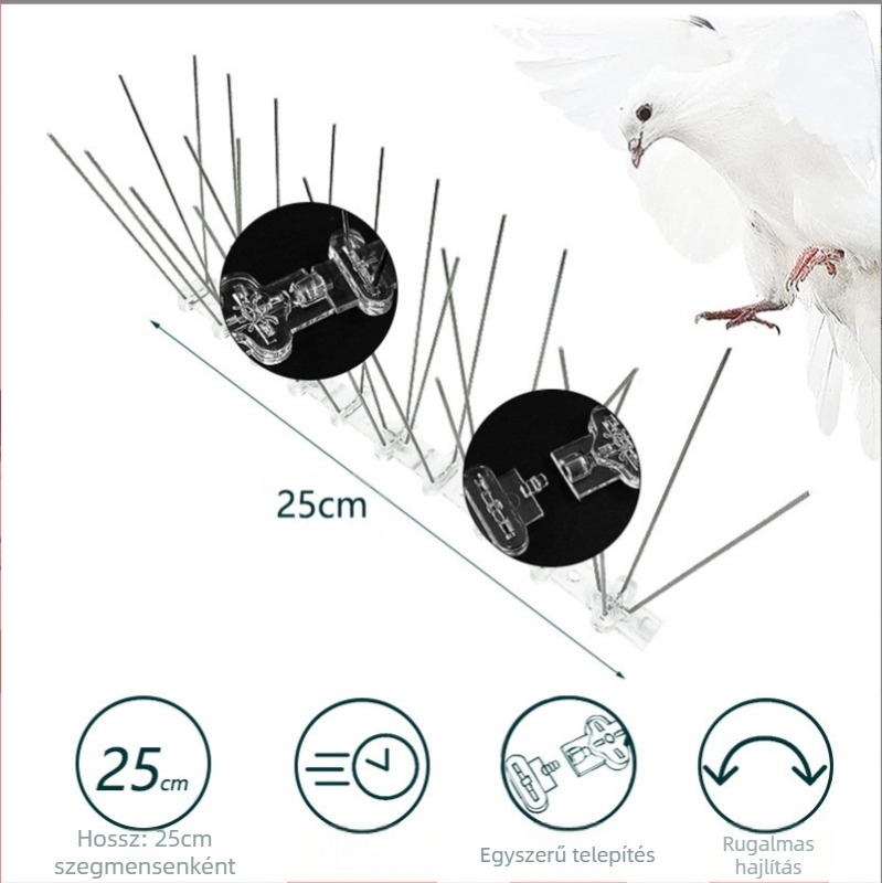 Balkon madárriasztó tüskék – Modell 223, műanyag és rozsdamentes acél, madárriasztás