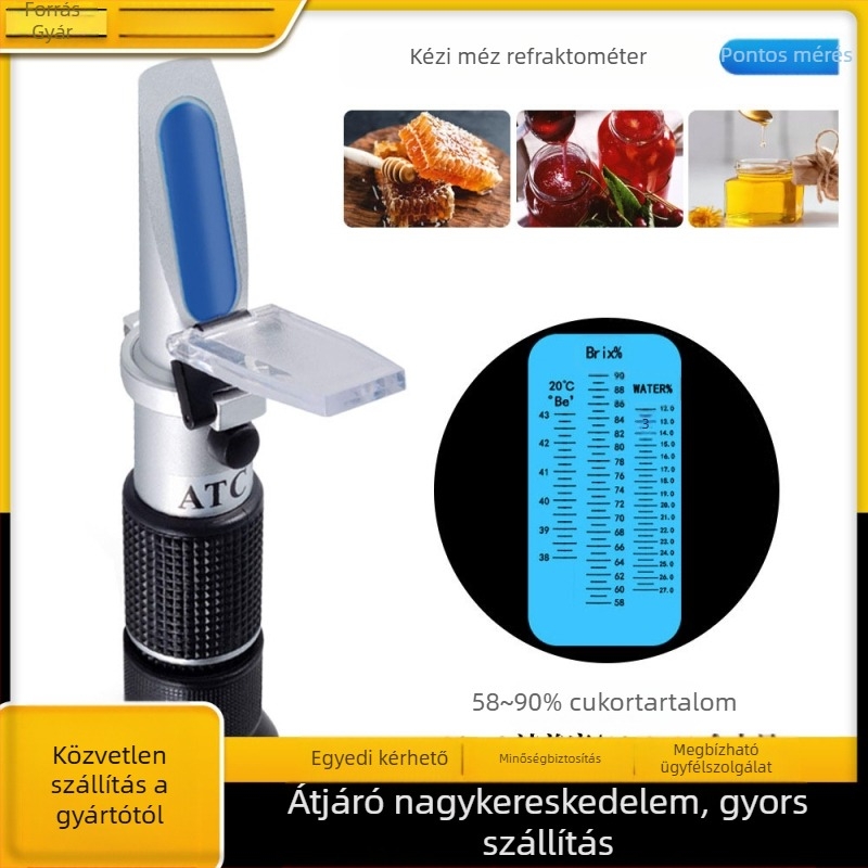 Mézrefraktométer RF008bx | cukortartomány 58–90% | skálás kijelző