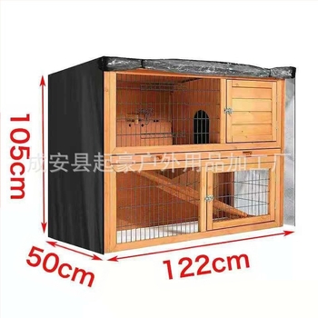 Nyuszi ketrecfedél, négyszögletes alakú, 210D Oxford anyag PU ezüst bevonattal, por- és vízálló, UV-védelem, logó nyomtatás, vízálló tároló táskában