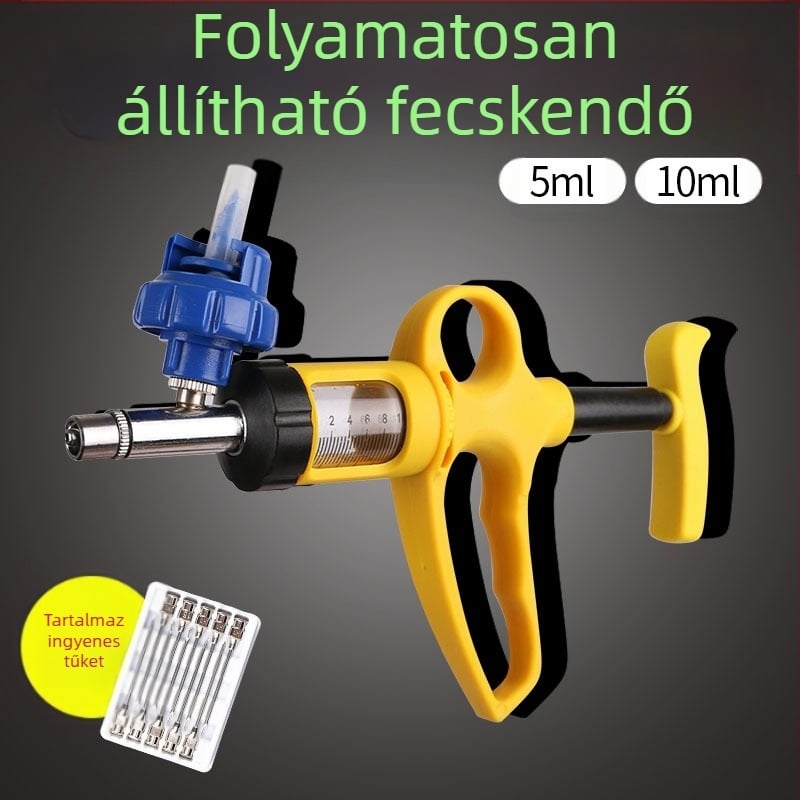 Állatorvosi folyamatos fecskendő katéteres palacktípusú, 5 ml/10 ml, szarvasmarháknak, juhoknak és sertéseknek oltáshoz