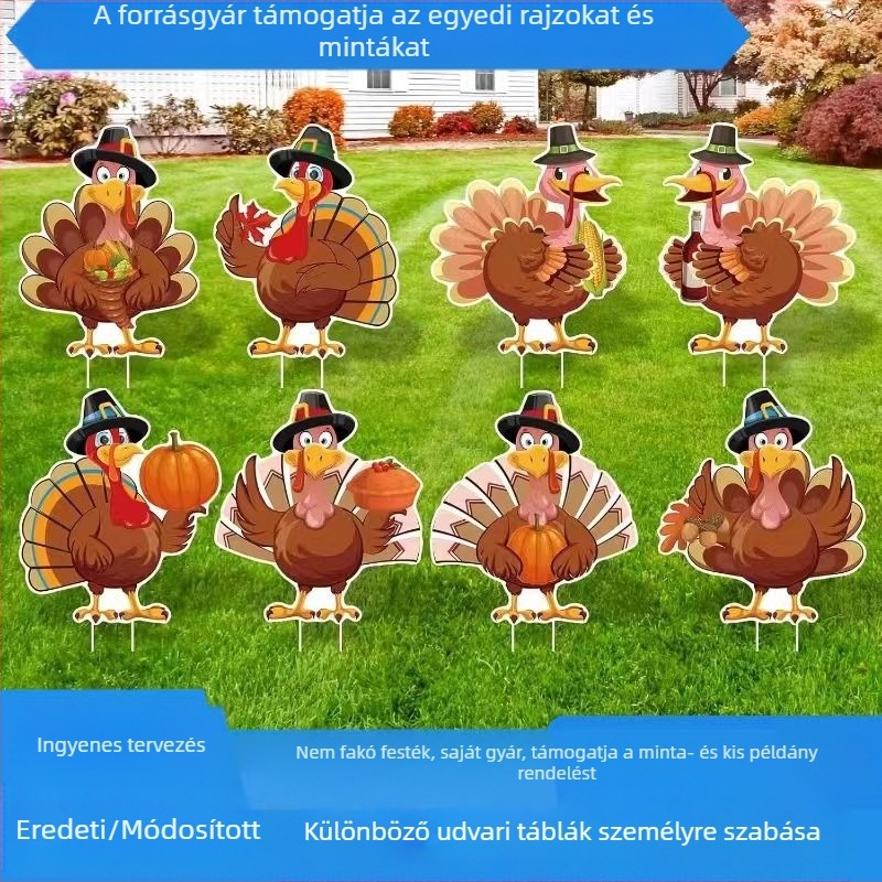 Hálaadás napi dekoráció: lengő földjel pulyka és tök motívumokkal, kültéri gyepre és udvarra — márka 25425, súly 100 g, nem importált