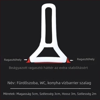 T alakú szilikon fürdőszoba vízszigetelő szalag integrált zuhanyzáshoz – öntapadó, vízálló gát a száraz–nedves elválasztásához