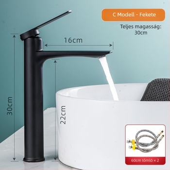 Asztali mosdócsaptelep meleg és hideg vízzel, egyetlen furattal, PS-3002 modell, cinkötvözet, kerámia szeleppel, CE tanúsítvány, 0–100°C