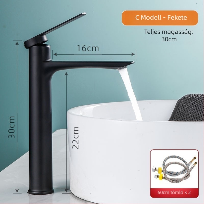 Asztali mosdócsaptelep meleg és hideg vízzel, egyetlen furattal, PS-3002 modell, cinkötvözet, kerámia szeleppel, CE tanúsítvány, 0–100°C