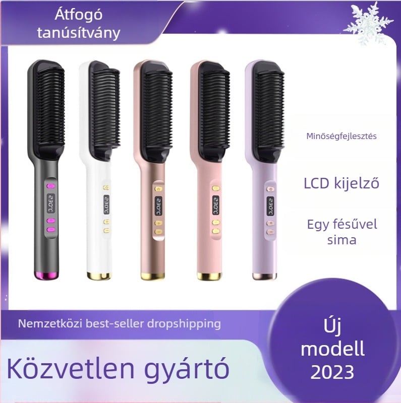 Hajvasaló fésű titan-turmalin bevonattal, negatív ion technológia, 15 fokozatú hőmérséklet-szabályozás, 45W 220V (kábeles)