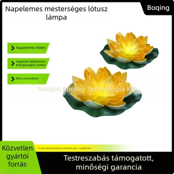 Napenergia-lótusz lámpa – kültéri LED lebegő fény kerti tóhoz, virág alakú, IP44, 1.2V, induktív kapcsoló, üzemidő 6–12 óra