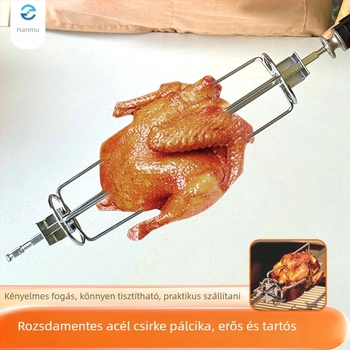 Hanmu forgó grillcsirke villa, felújított grill-kiegészítő, rozsdamentes acél 430, leválasztható, korrózálló, négyzetes dizájn, 221 g