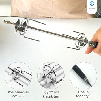 Hanmu forgó grillcsirke villa, felújított grill-kiegészítő, rozsdamentes acél 430, leválasztható, korrózálló, négyzetes dizájn, 221 g