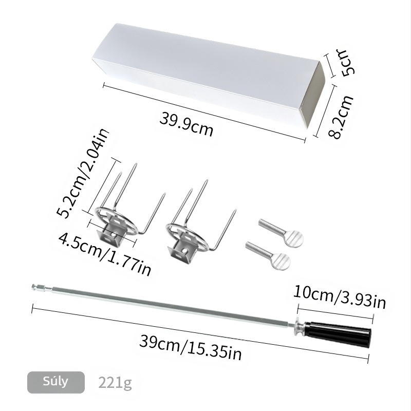 Hanmu forgó grillcsirke villa, felújított grill-kiegészítő, rozsdamentes acél 430, leválasztható, korrózálló, négyzetes dizájn, 221 g