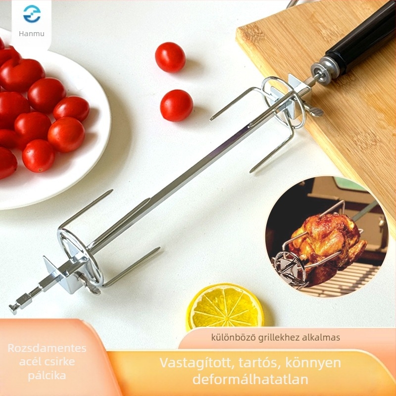 Hanmu forgó grillcsirke villa, felújított grill-kiegészítő, rozsdamentes acél 430, leválasztható, korrózálló, négyzetes dizájn, 221 g
