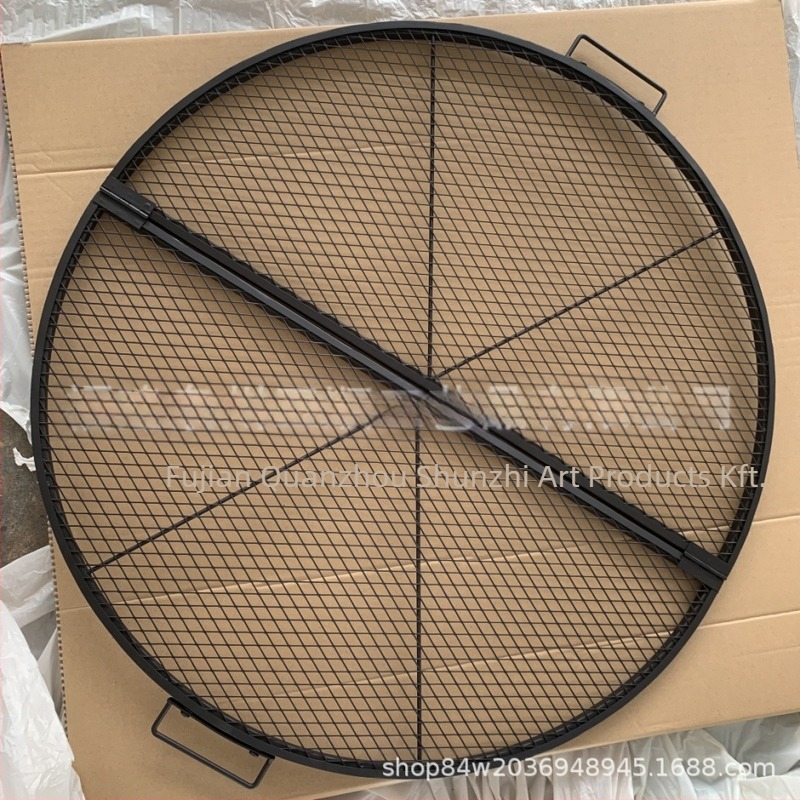 Könnyen hordozható kör alakú tűzhely-grill és sütőedény kempingezéshez – fém, összecsukható, modell 103-2, 3,5 kg, 3–5 fő részére