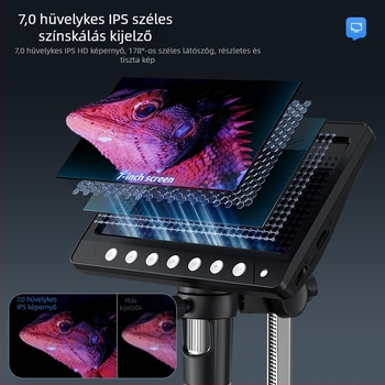 HDMI-s digitális mikroszkóp beépített kijelzővel, 100x nagyítás, 2 MP érzékelő, hordozható kialakítás elektronikai vizsgálatra