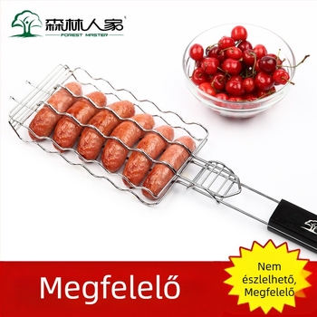 Kolbász alakú vas grillező háló, elektroplakolt felülettel, hordozható