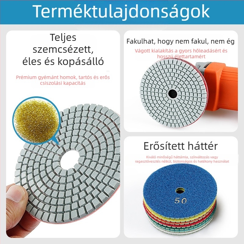 Cow Ball Gyémánt puha csiszoló korong kőhöz, kerámiához és betonhoz — Max RPM 1000, Diamant keménység