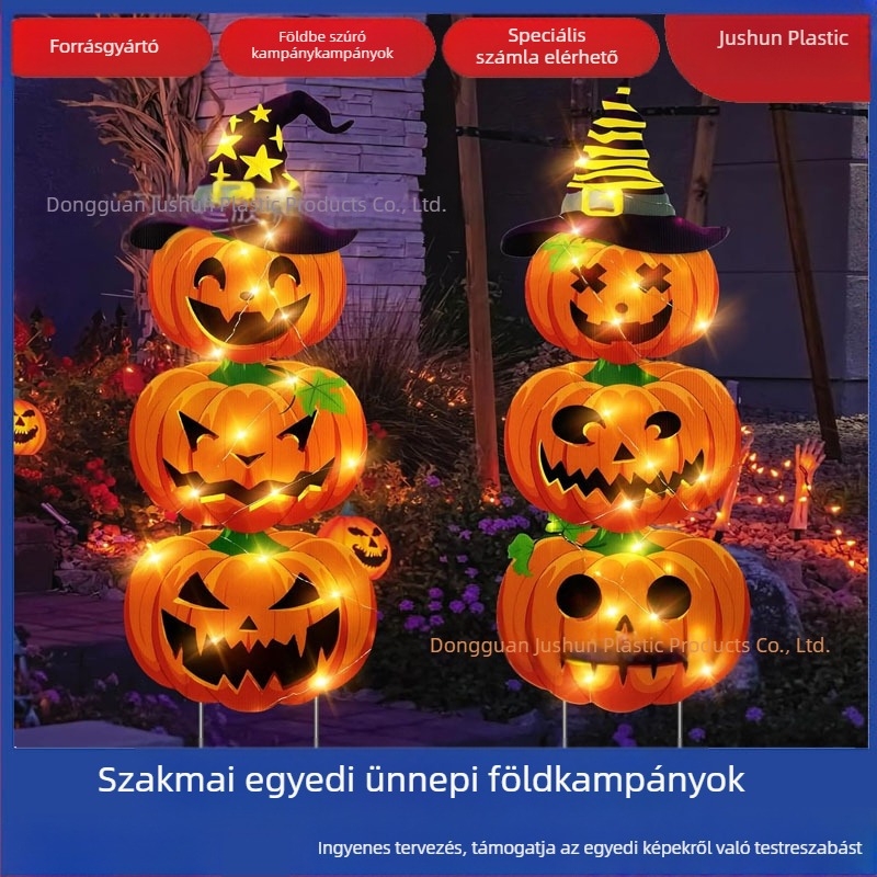 PP üreges tábla – Halloween gyepre jel – kültéri ünnepi dekoráció, vízálló, UV-álló, fakulásálló; testreszabott rajzok, ingyenes tervezés, próbaszkennelés