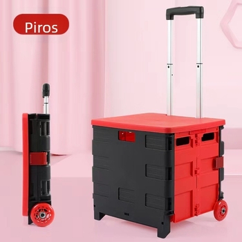 QITA 65L Műanyag Összecsukható Bevásárlókocsi – Hordozható, Kétkerekű, 65L Kapacitás, Teherbírás 100 kg, Anyag PP