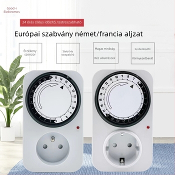 Gu Yi intelligens időzítő aljzat, európai szabvány, 24 órás mechanikus ciklus időzítő, automatikus be/kikapcsolás, CE tanúsítvány