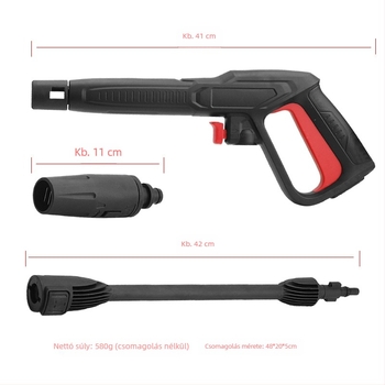Baojing Magasnyomású autómosó pisztoly – fej PA66+30GF, fogantyú gépészeti műanyagból, 160 bar / 2320 psi, tömeg 600 g, permetezési távolság 10