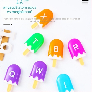 Montessori korai oktatási játék: 26 betű és szám párosítása jégkrémes pálcikára, 3-6 éveseknek, műanyag