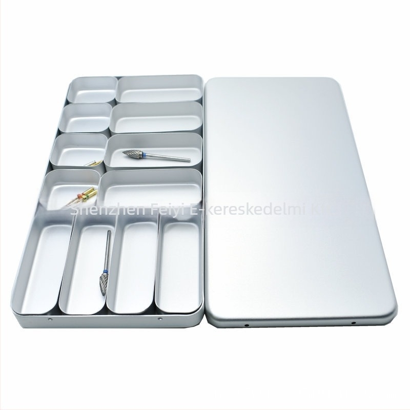 Dentális tű sterilizáló és tároló doboz, fém, 12 rekesz, magas hőmérsékletű sterilizálás, eflydent