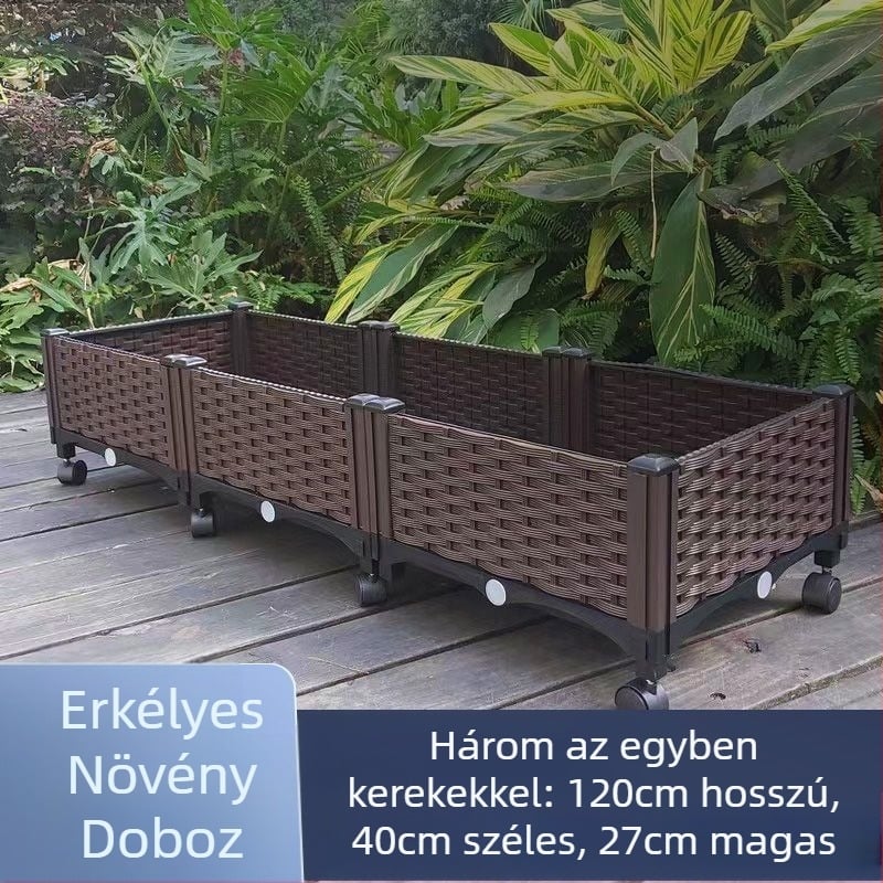 Műanyag zöldségvető ládája erkélyre és tetőre, erős és tartós, padlóálló, egyszerű stílus, otthoni kertészkedés