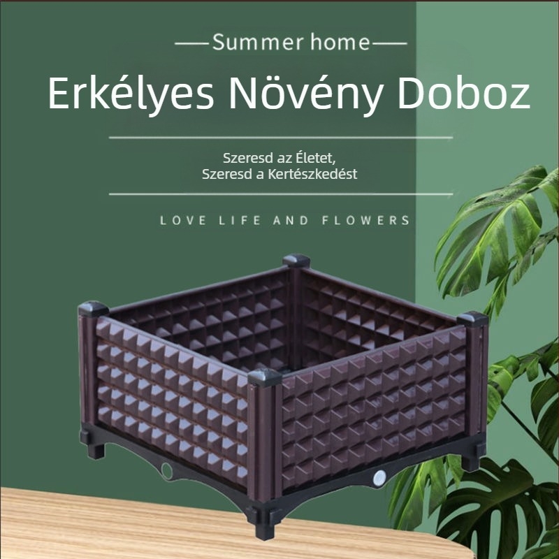 Műanyag zöldségvető ládája erkélyre és tetőre, erős és tartós, padlóálló, egyszerű stílus, otthoni kertészkedés