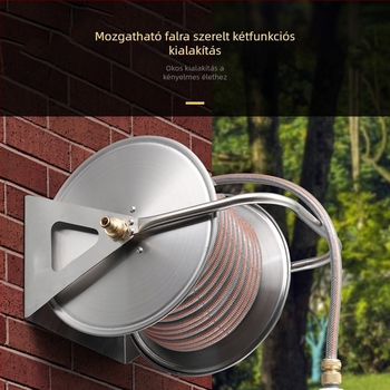 Hongfan Rozsdamentes acél tömlőtartó állvány automata tekercselővel, függő szerelés kerthez és kültérre