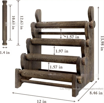 Négy szintes, fa kiállító állvány karkötők és nyakláncok számára, művészi dizájn, tömörfa kivitel