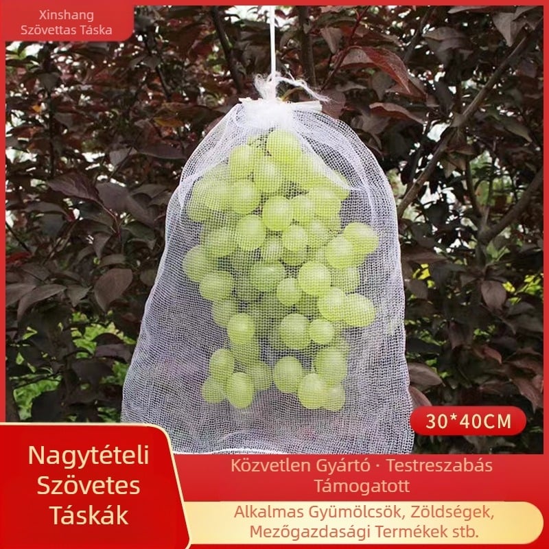 Gyümölcsvédő hálós zacskó, PE anyagból, vastagított, önzáró, élelmiszer-minőségű