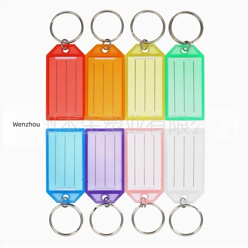 Dupla gyűrűs kulcstartó műanyag poggyászcímkével