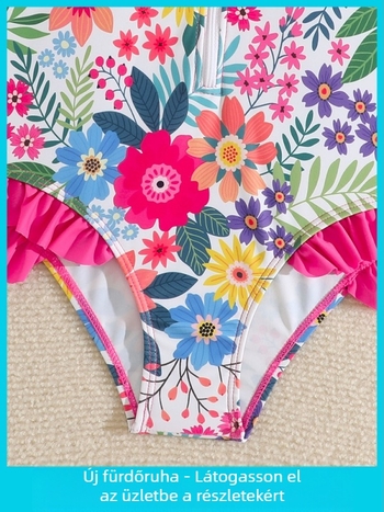 Lányoknak tervezett hosszú ujjú napvédő úszóruha, törött virág mintázat, 82% poliészter, 18% spandex bélés, 150 g súly, alkalmas úszásra és vízi sportokra