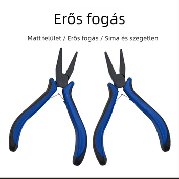 Lapos orrú fogó teflon bevonattal és műanyag markolattal DIY ékszerkészítéshez, kampó kötéséhez és zsinórhúzáshoz